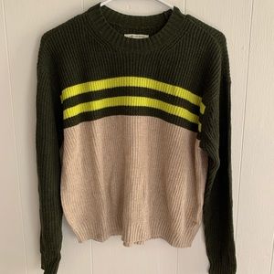 American Eagle green color block striped sweater